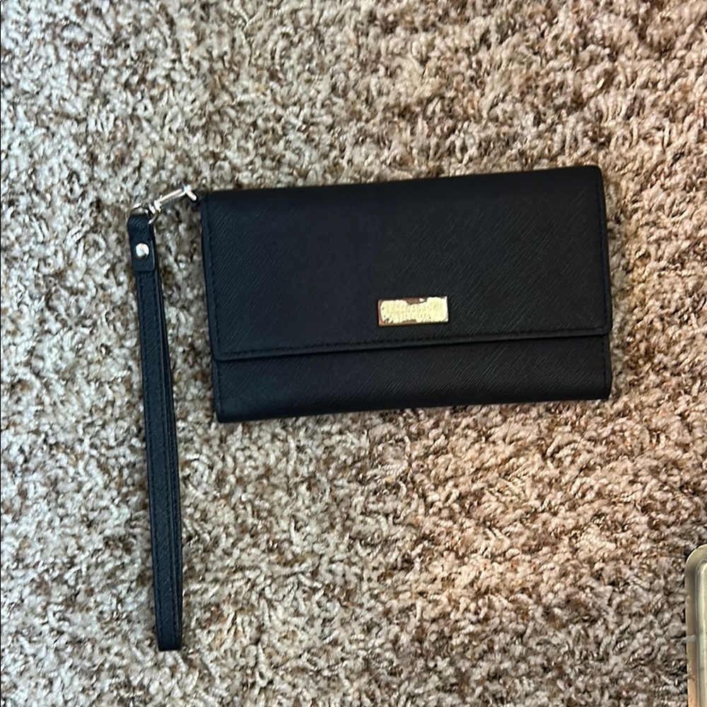 Kate Spade Black Leather Wristlet Clutch